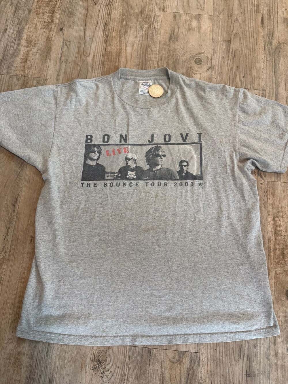 Vintage Bon Jovi The Bounce Tour 2003 Concert T-Shirt Gray Size Large